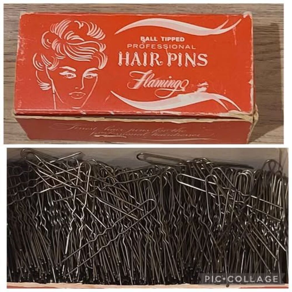 Vintage Flamingo No. 3110 Ball Tipped Hair Pins 1 3/4" Brown Crimped